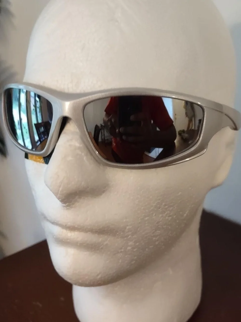 Men's Silver Frame Sunglasses with Mirrored Gray Lenses